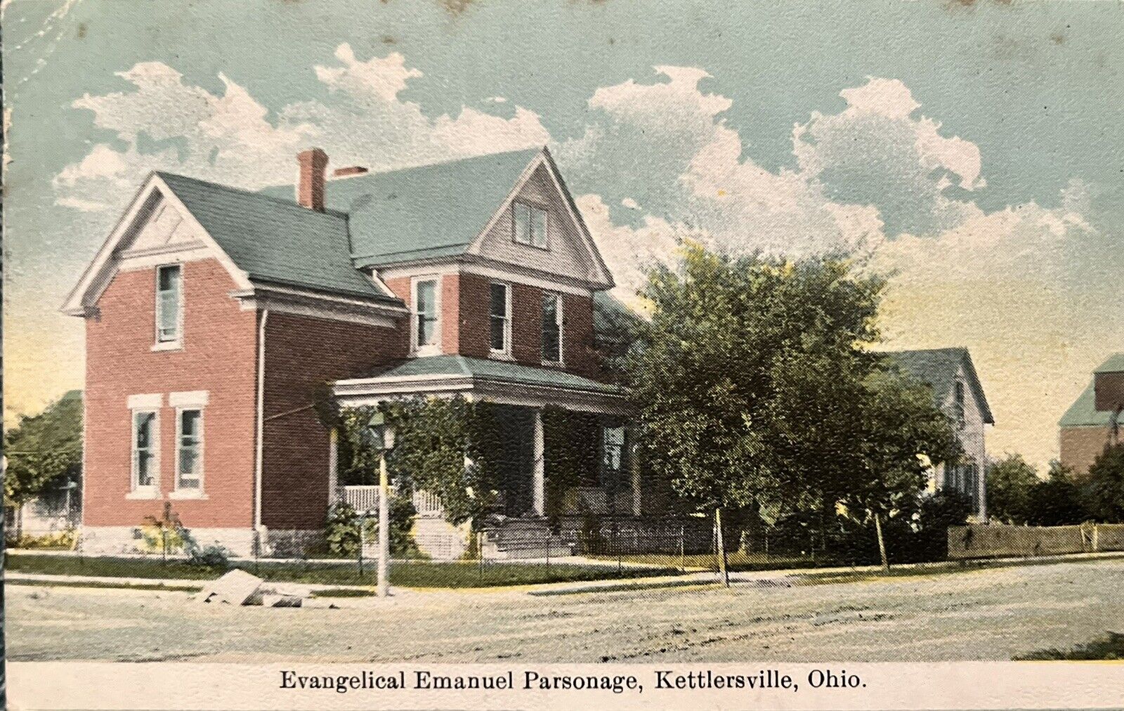 1909 Evangelical Emanuel Parsonage Kettlersville Ohio Postcard RARE OH