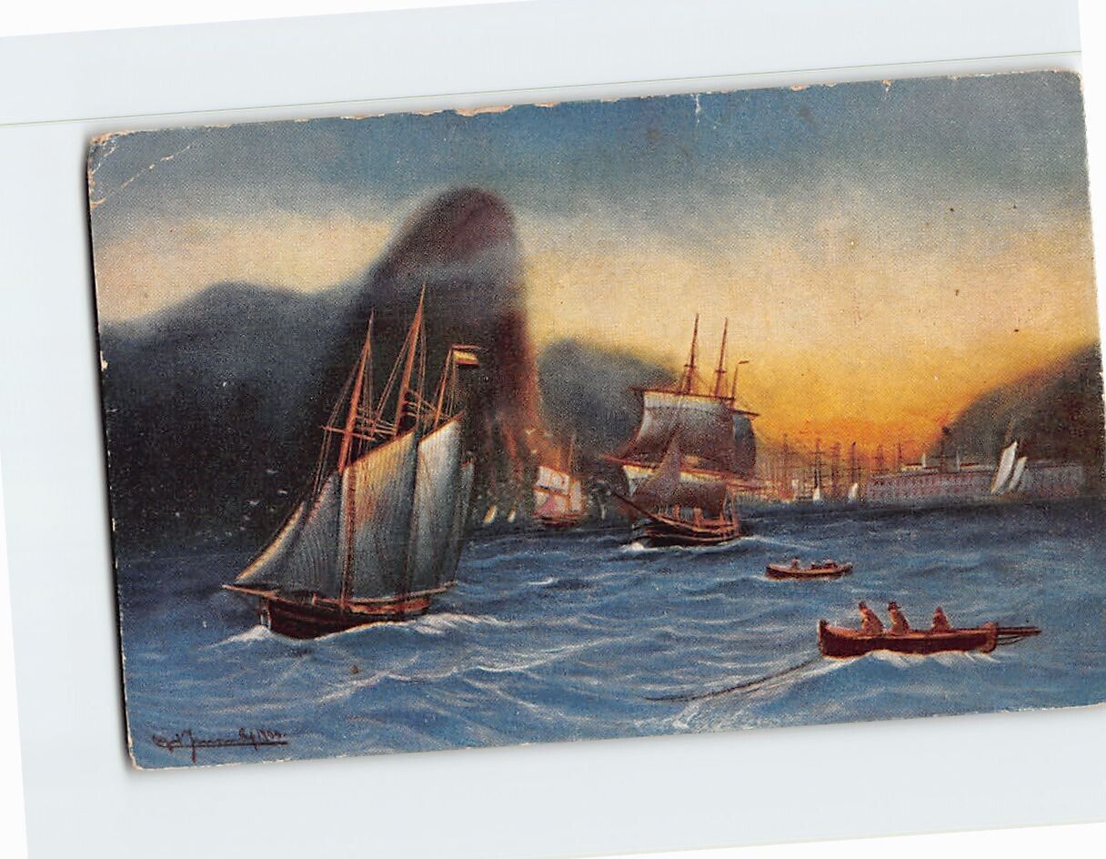 Postcard Ships Boats Sea Scenery