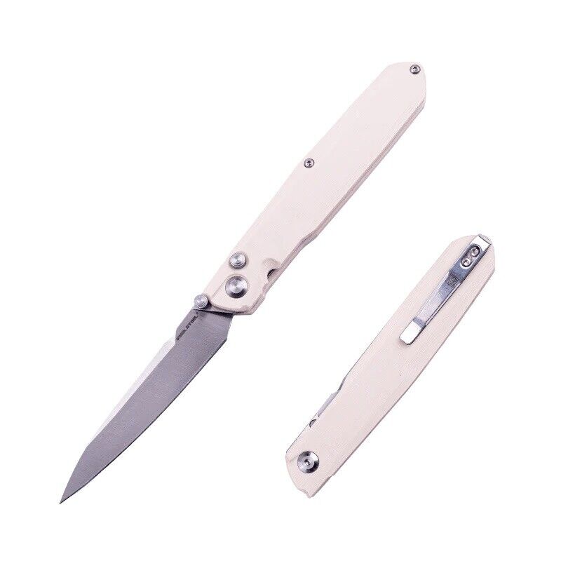 Real Steel G5 Metamorph Folding Knife Off White G10 Handle 14C28N Plain 7831I