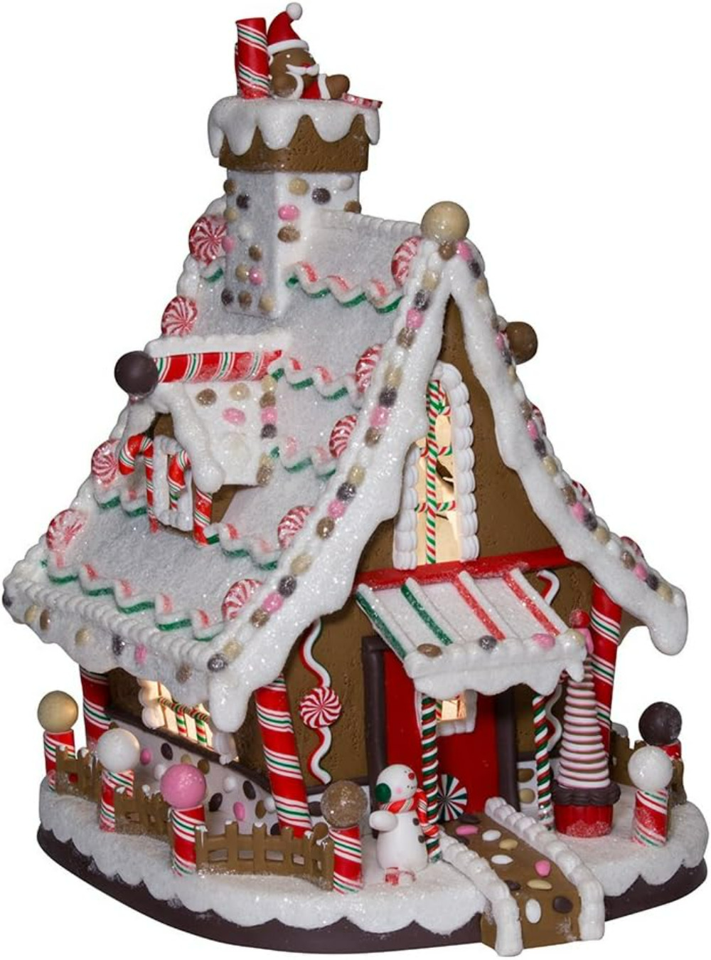 12-Inch Christmas Ceramic, Claydough Lighted Christmas Gingerbread House