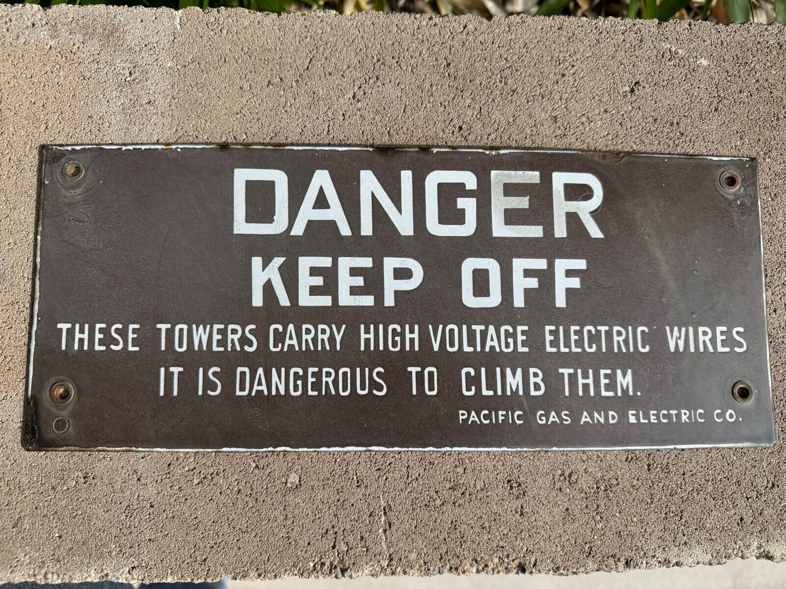 DANGER KEEP OFF - Pacific Gas & Electric Co. - PG&E Co. Porcelain Sign