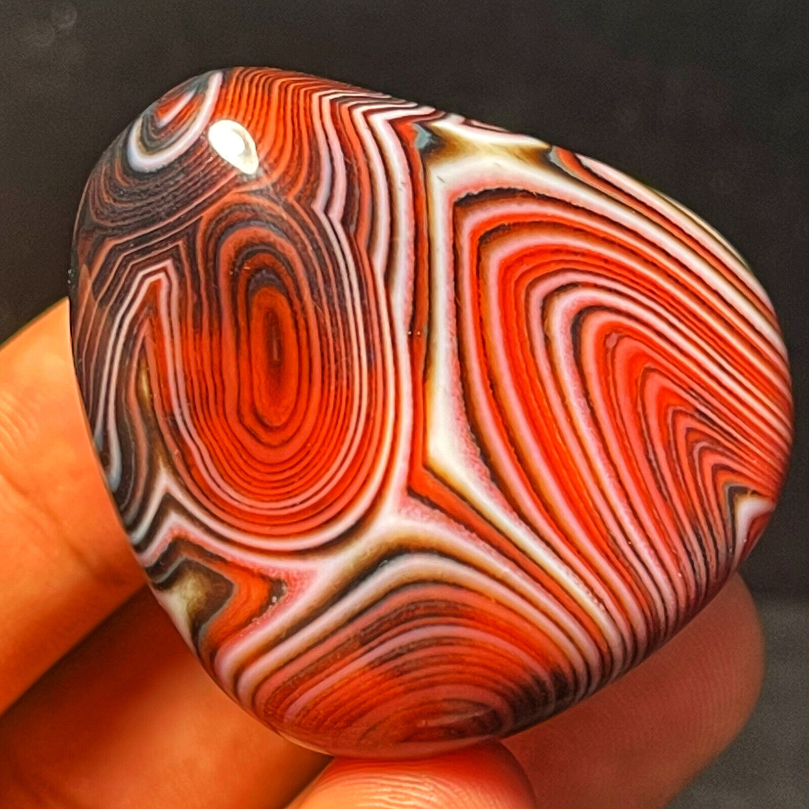 TOP 81G Natural Polished Silk Banded Lace Agate Stone Crystal Madagascar L157