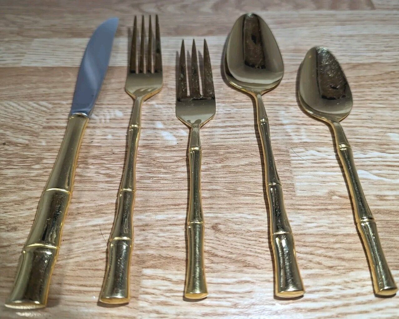 Viners of Sheffield Gold Plated Cane Faux Bamboo Flatware Set