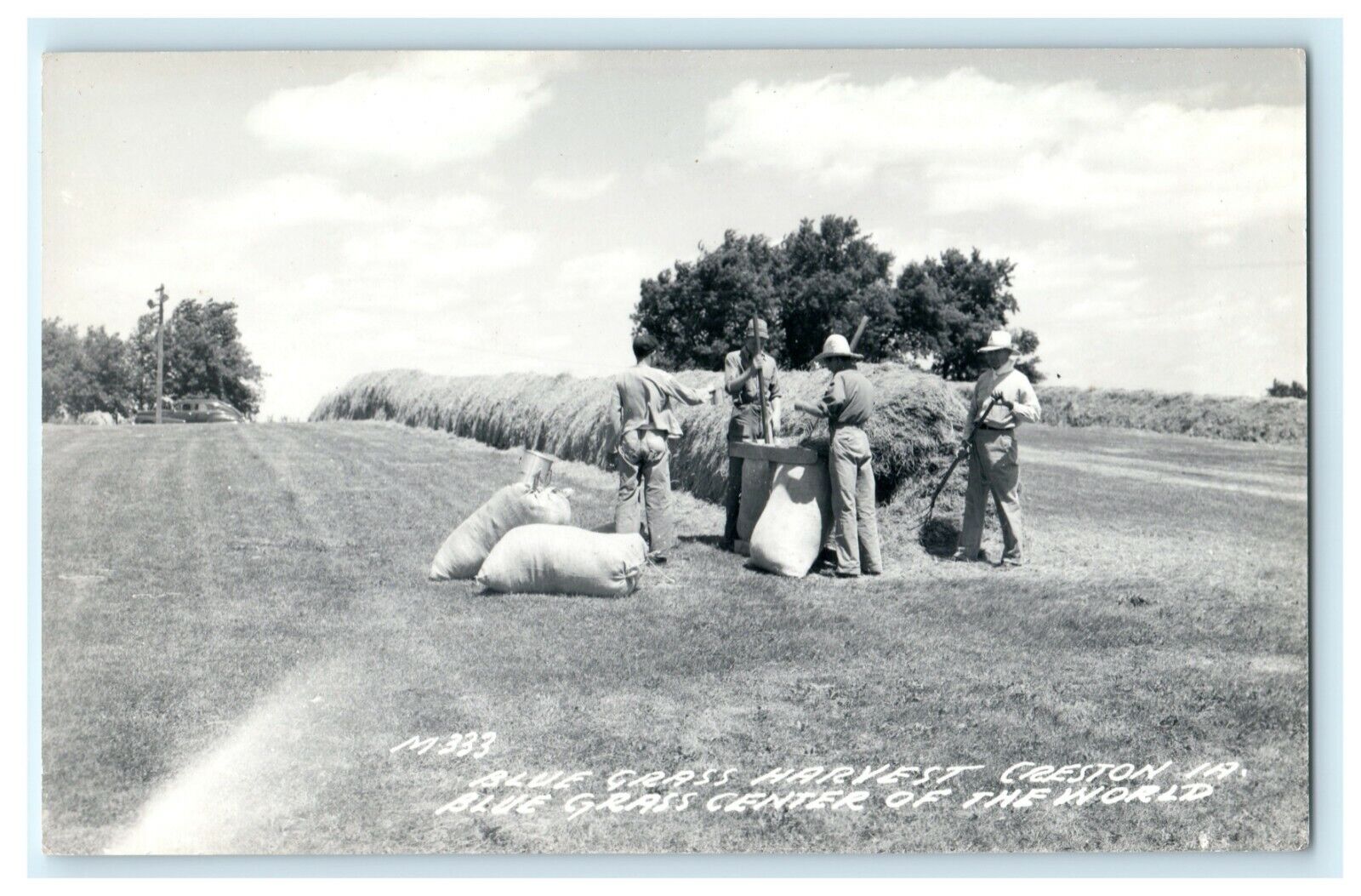 c1950\'s Blue Grass Harvest Creston Iowa IA Vintage RPPC Photo Postcard