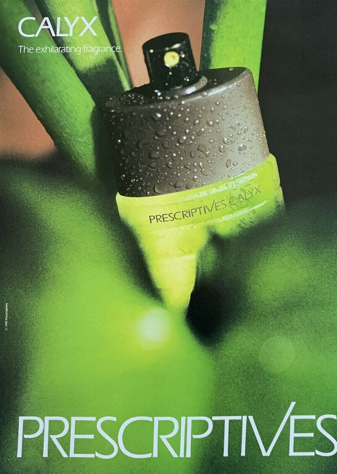 1991 CALYX The Exhilarating Fragrance by PRESCRIPTIVES Vintage Magazine PRINT AD