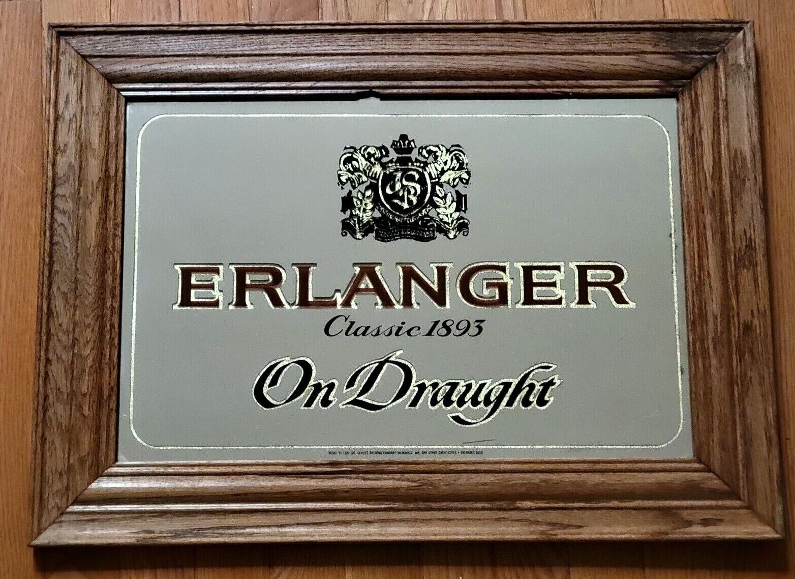 Vintage Mirror Bar Sign Erlanger On Draught Classic 1893 Beer Advertising Sign 