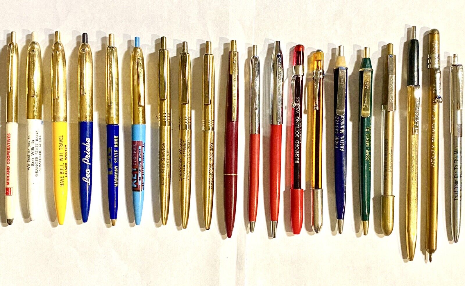 1950s Vintage Advertising Ballpoint Pens 20 Retractable Roller Click Pens