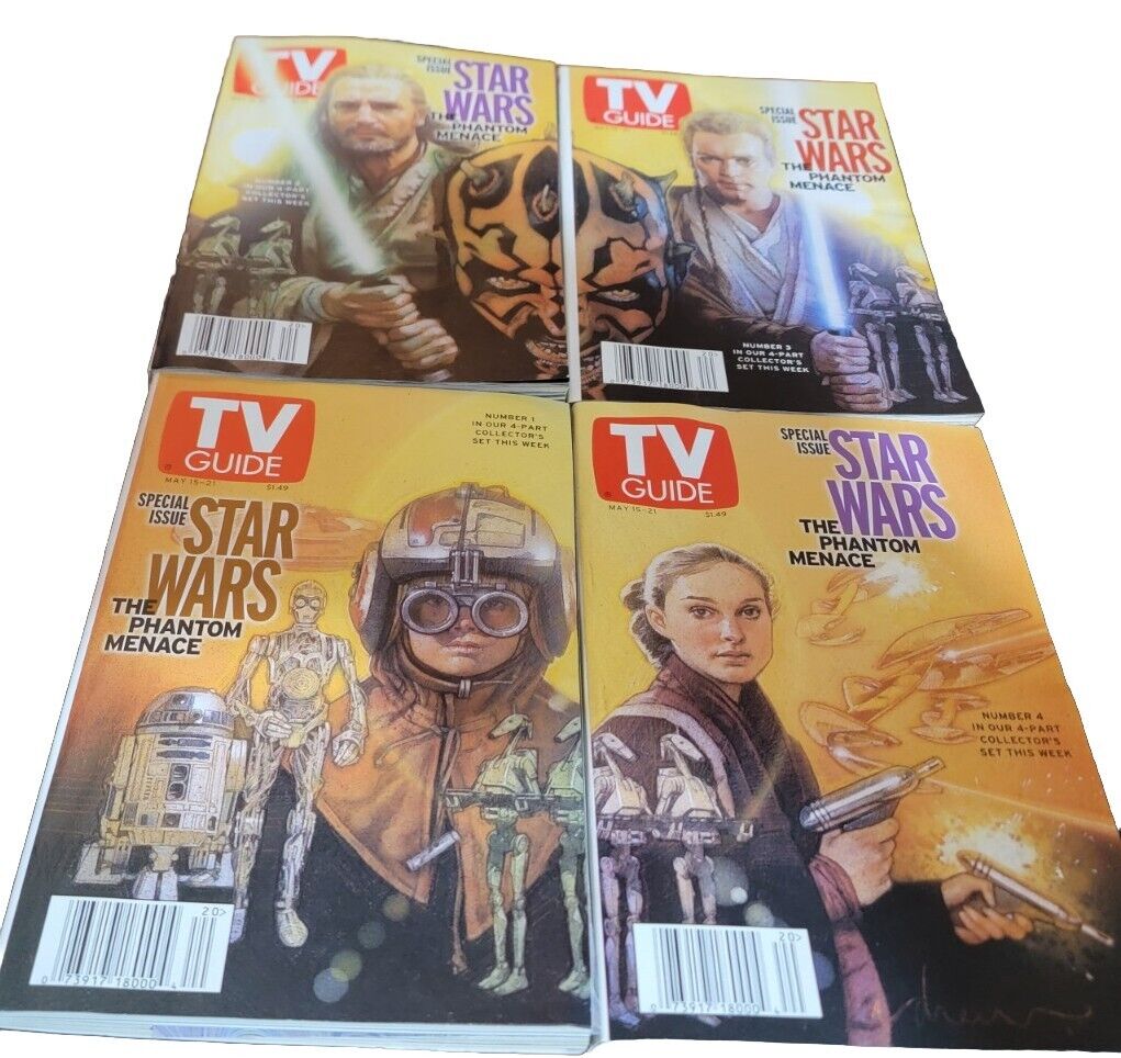 Vintage Tv Guide Star Wars Episode 1 Phantom Menace All 4 Issue Set June 1999
