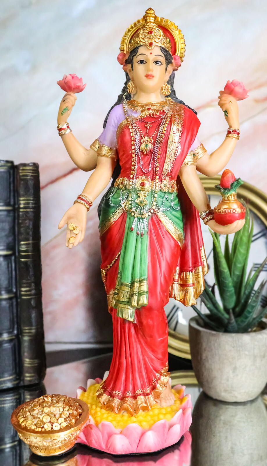 Ebros Gift Hindu Goddess Sri Lakshmi Statue Indian Shakti of Vishnu God 10\