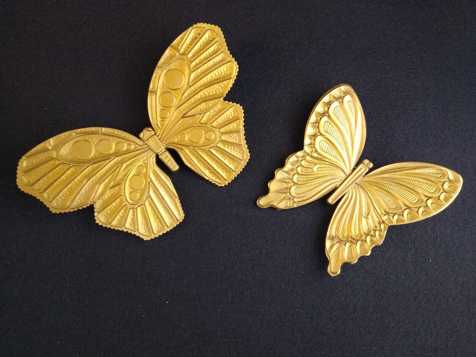 Vintage Gold Plastic Butterfly Wall Decor USA Lot of 2  Homco Lightweight 