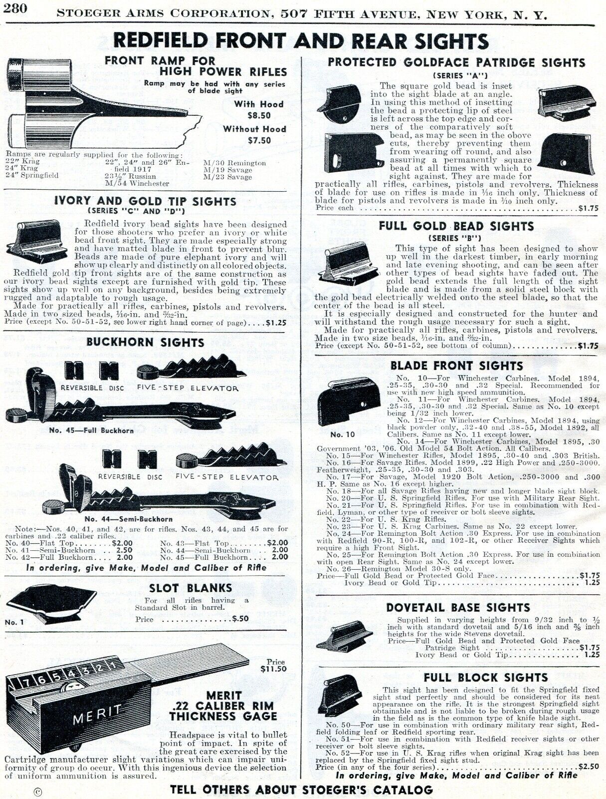 1947 Print Ad of Redfield Front and Rear Rifle Carbine Shotgun Sights