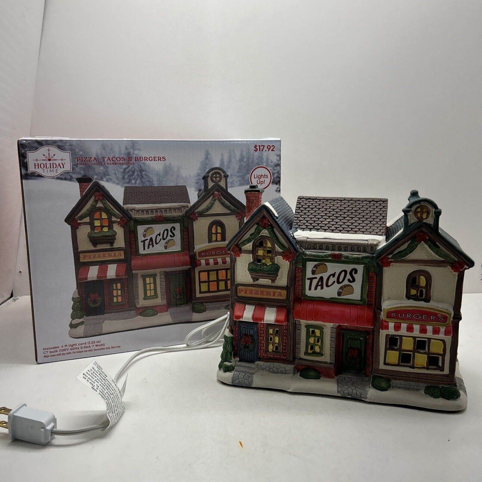Holiday Time Tacos, Pizzeria, Burgers Vintage Victorian 2023 Christmas Village