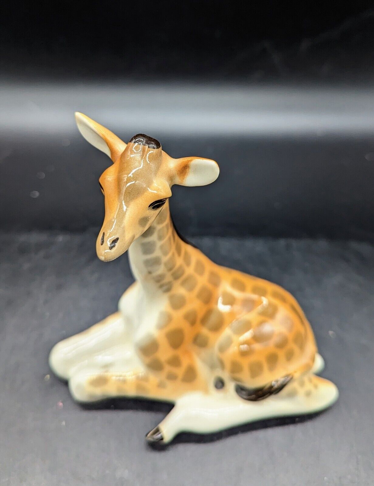 Vintage Lomonosov LFZ Porcelain Figurine Sitting Giraffe  Russia Stamped 5.25\