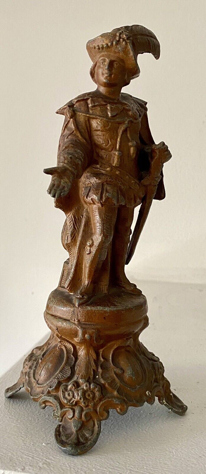 Vtg. Conquistador Statue, 8”, Cast Iron