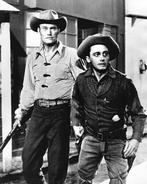 Cheyenne western TV Chuck Connors & Peter Breck on patrol in town 24x36 Poster