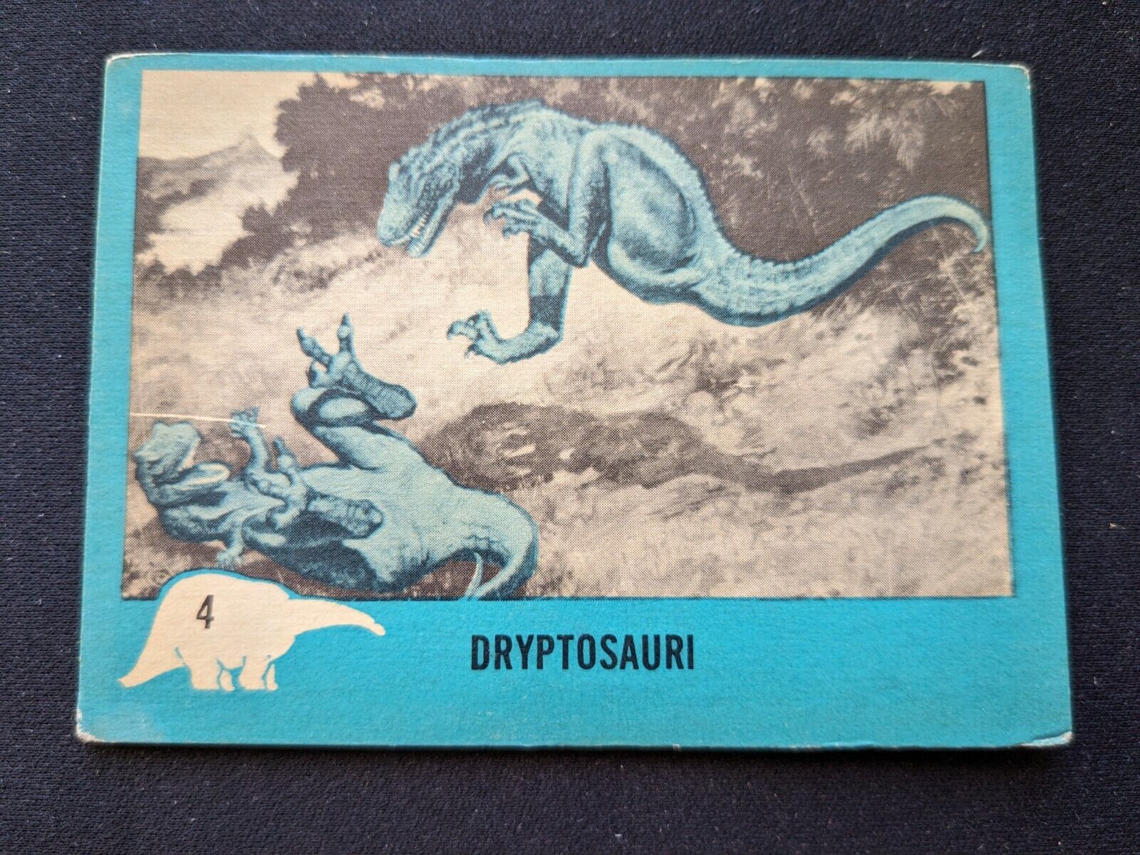 1961 Nu-Cards Dinosaur Series Card # 4 Dryptosauri (VG/EX)