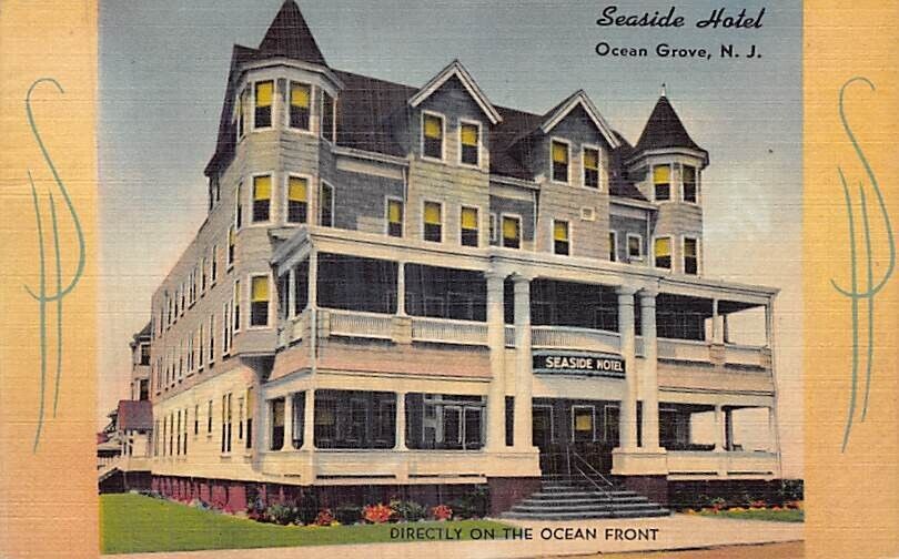 Postcard NJ: Seaside Hotel, Ocean Grove, New Jersey, Linen, Posted 1948