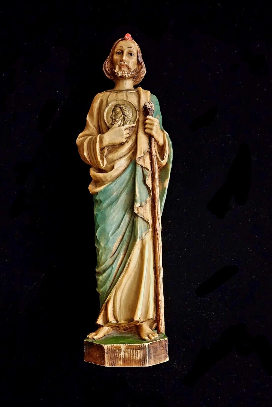 Vintage St. Jude Statue Resin 9” Religious Figurine