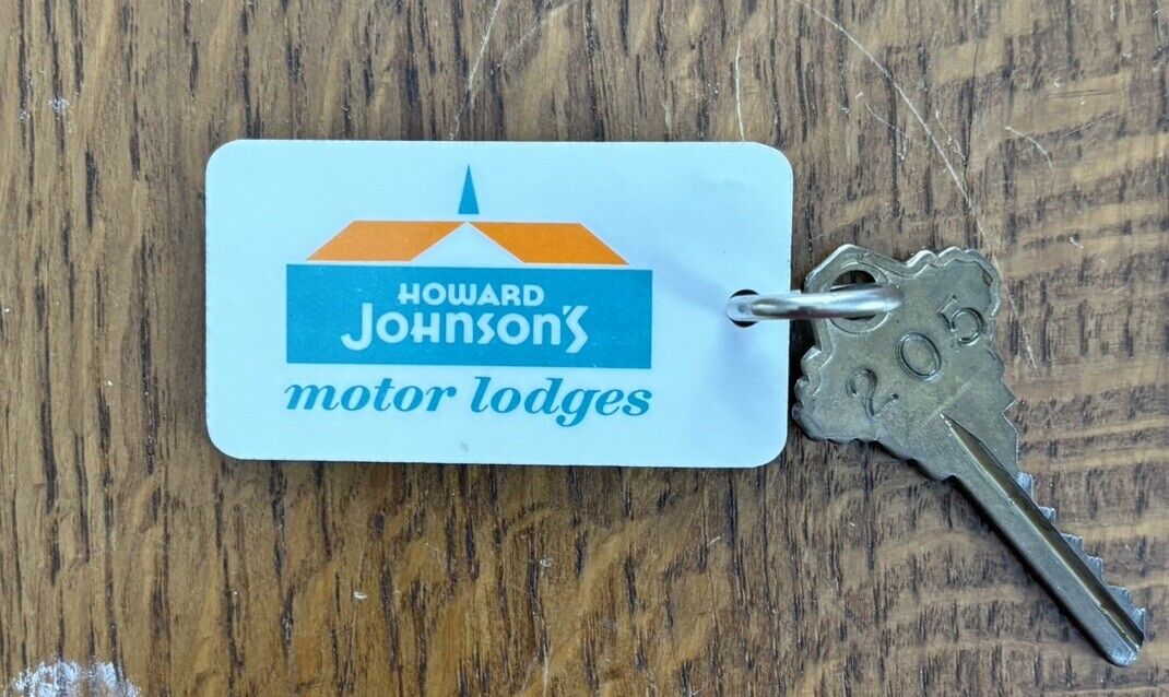 HOWARD JOHNSON\'S Hotel Motel Keychain Fob & Key - Durham, NC (Room #205)