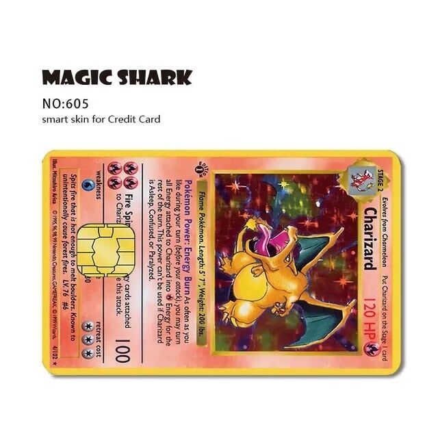 Credit Card SMART Sticker Charizard Base Set Pokémon Card Decal