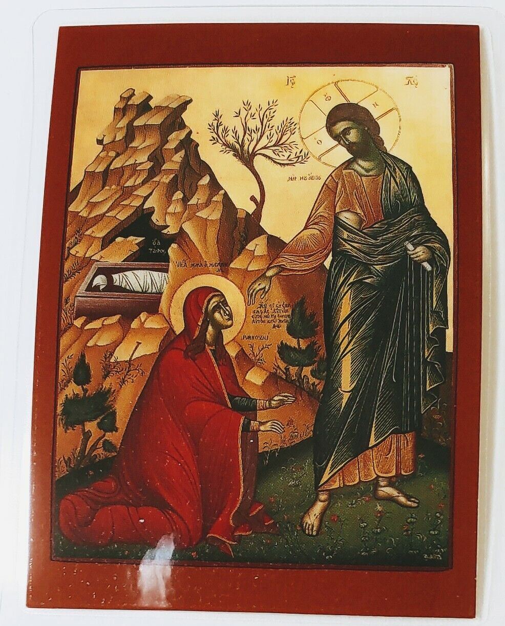 Lord Jesus Christ and Mary Magdalene laminated icon Prayer Card