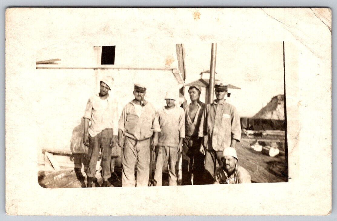 Group of Fisherman Posing for Picture Real Photo Postcard RPPC