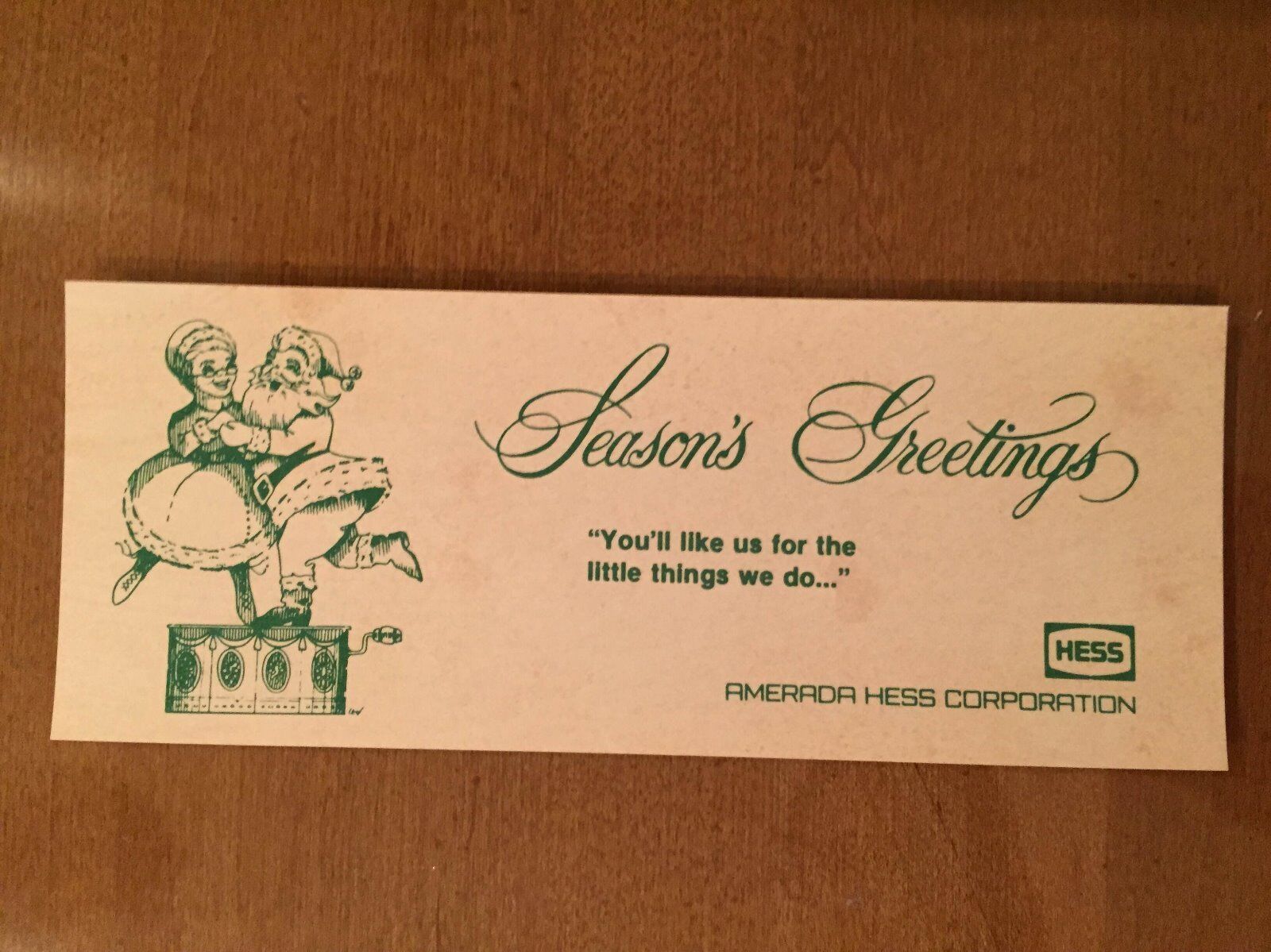 1967 - 1974  HESS SEASON GREETINGS CARD