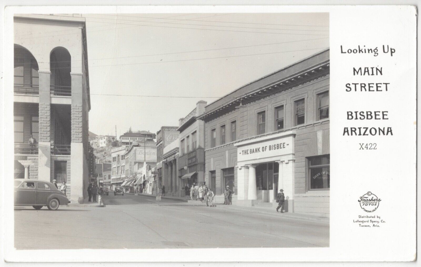 1940\'s Bisbee, Arizona - REAL PHOTO Main Street, Bank - Copper Mining Town