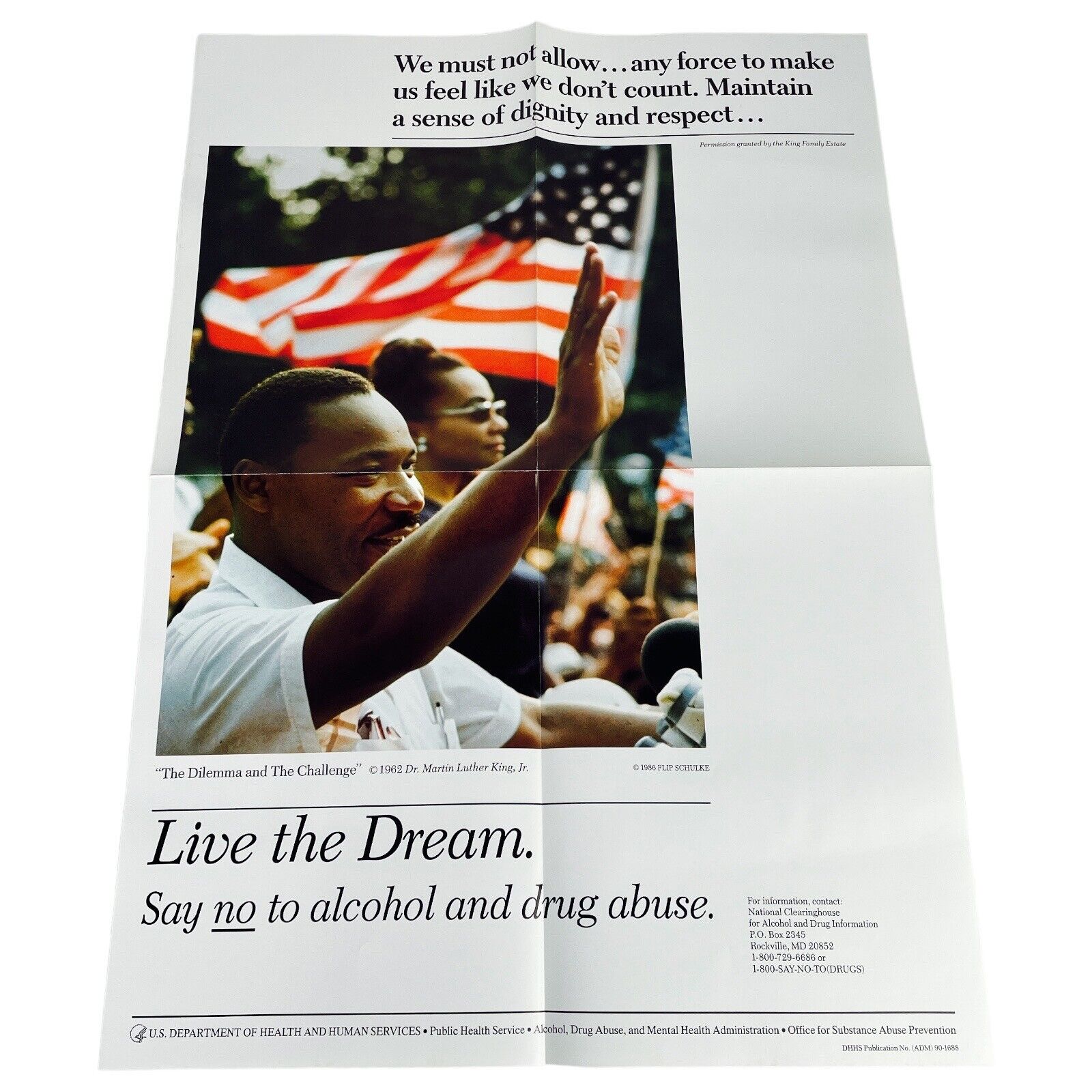 Martin Luther King MLK Live The Dream Poster 1986 US Dept of Health ADM 90-1688