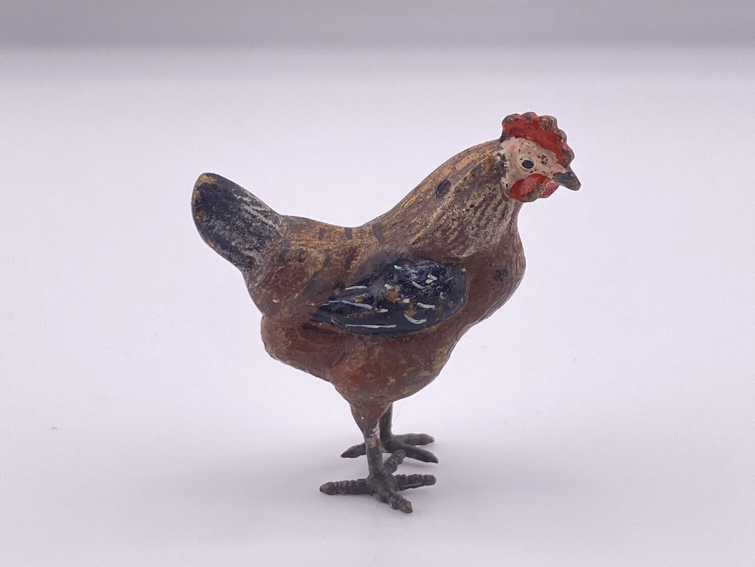 Gorgeous Antique Austrian Vienna Cold Painted Bronze Chicken