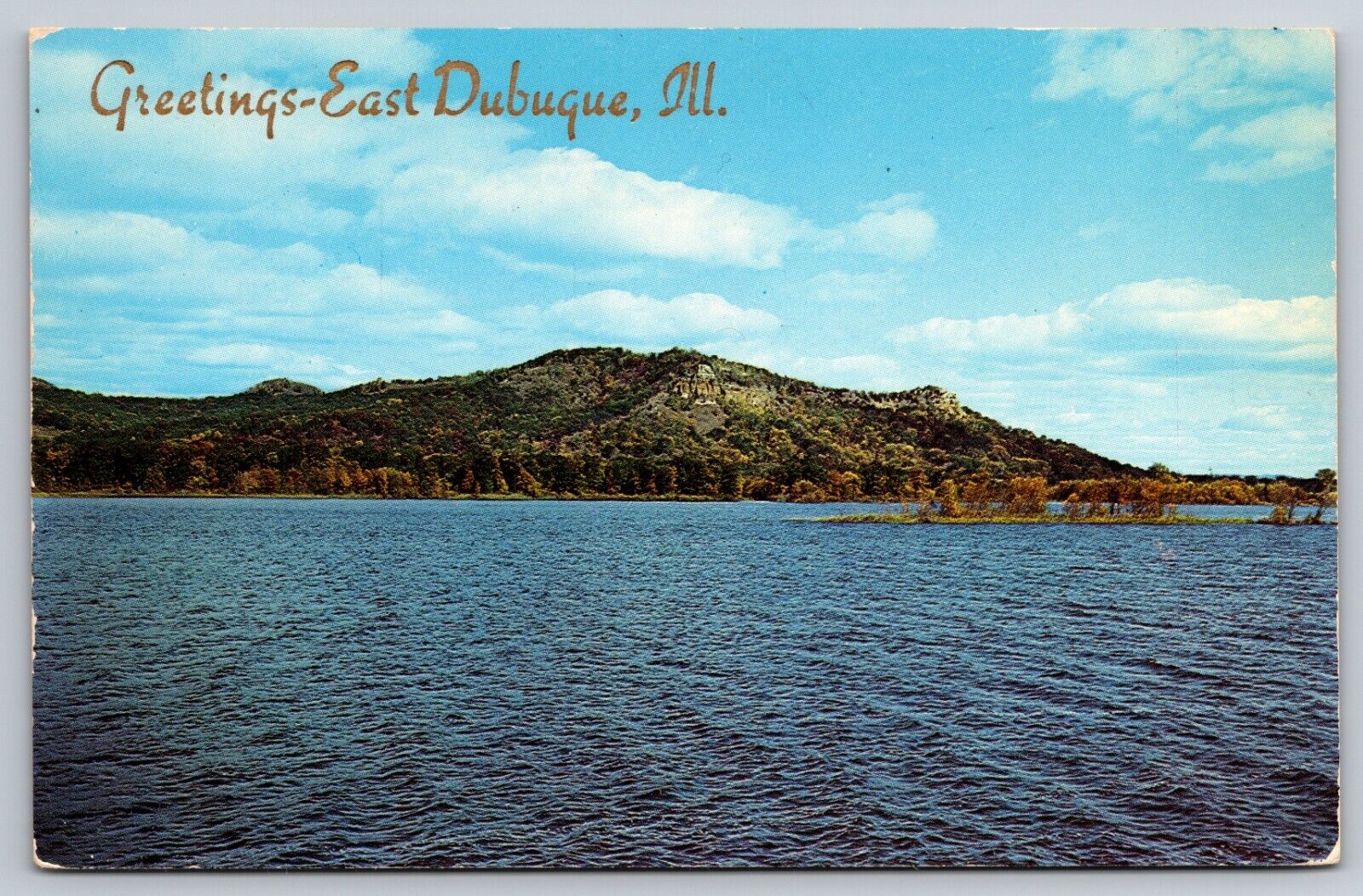 Greetings East Dubuque Illinois Mississippi River Old Postcard UNPOSTED Vintage