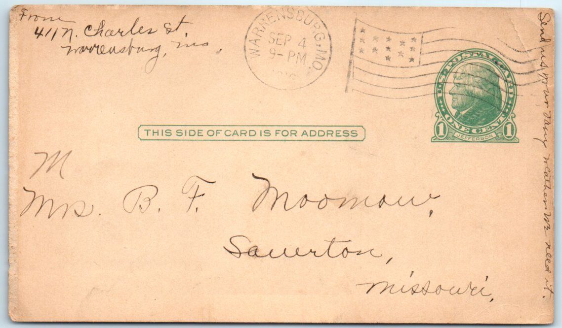 Postcard - Thomas Jefferson - 1 Cent US Postal Card