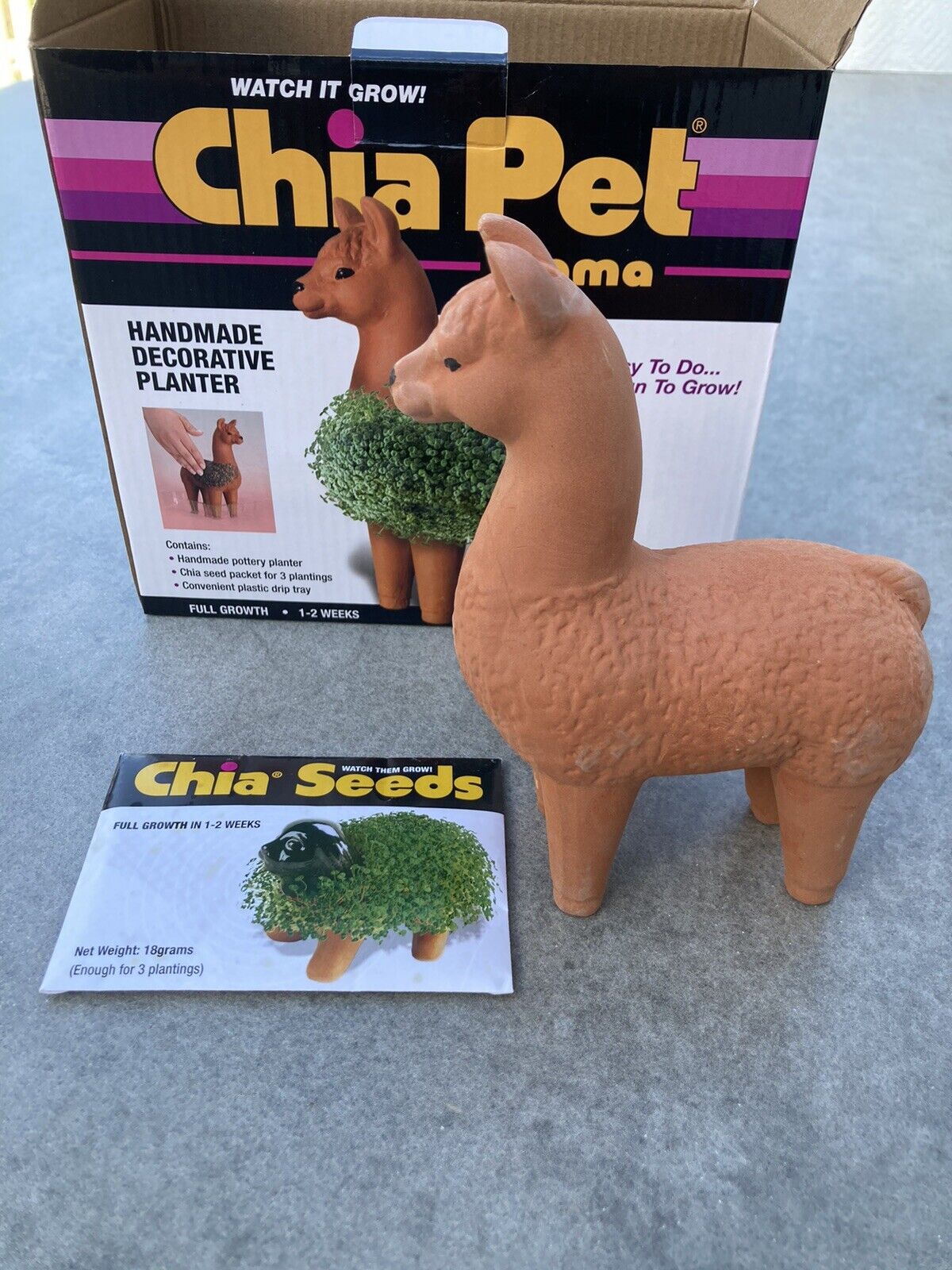 New Chia Pet Llama Pet - Handmade Decorative Planter - Fun to Grow