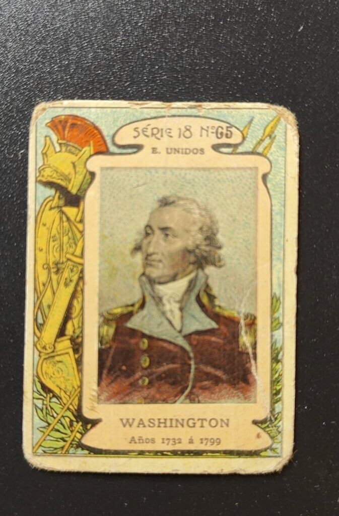 1900 George Washington Great Warriors Of History Spain Matchbox Card Cerillas