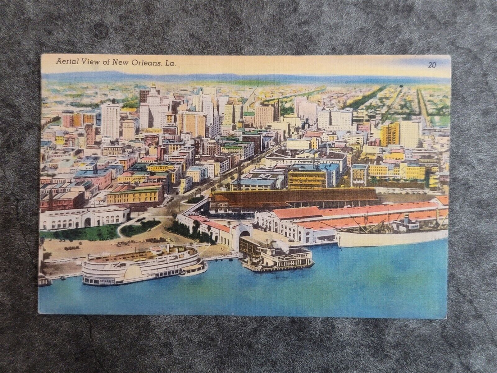 VTG c 1951 Postcard Aerial View of New Orleans SS President Louisiana LA