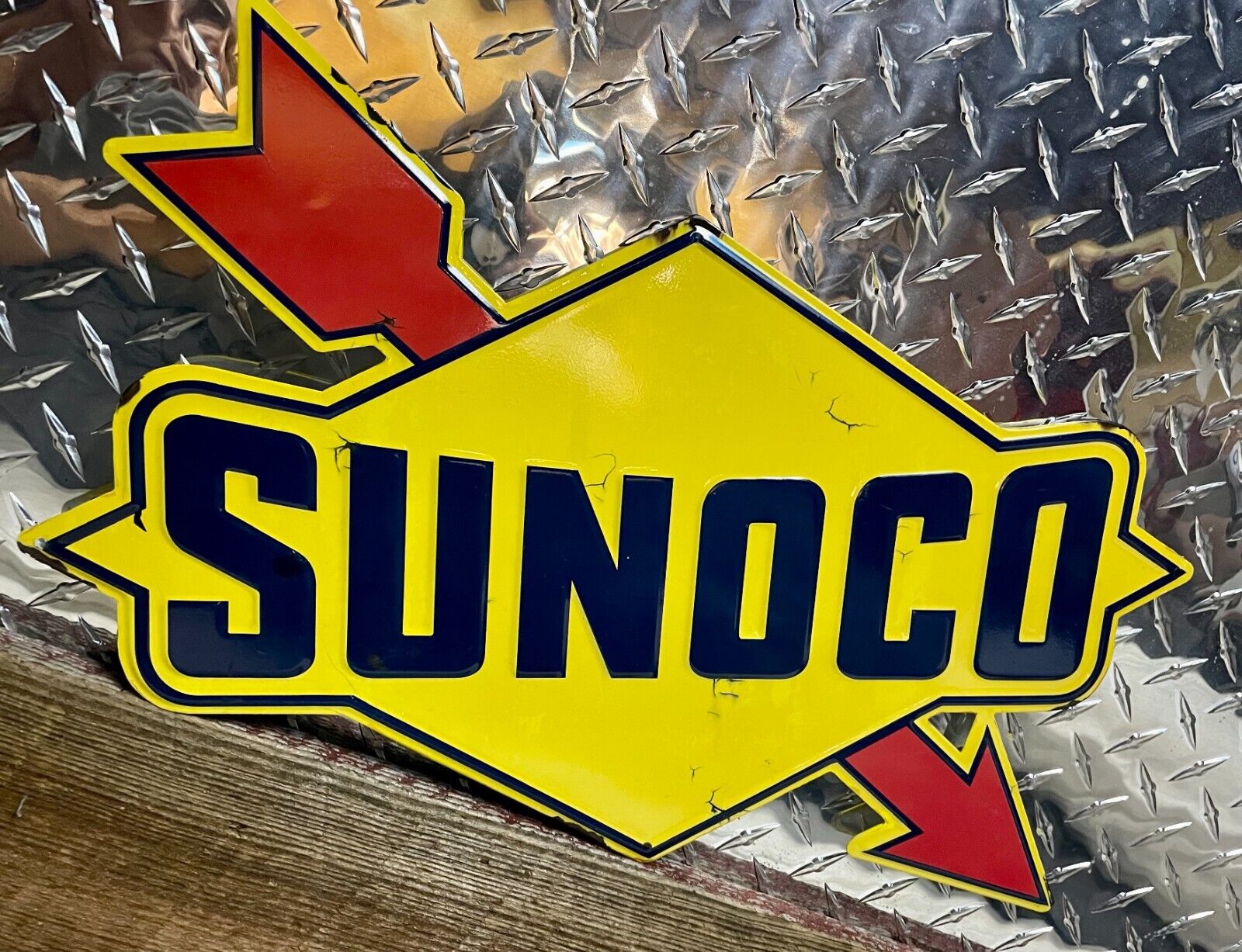 Vintage Sunoco Racing Gas Station Metal Tin Sign Gasoline Pump large 20\