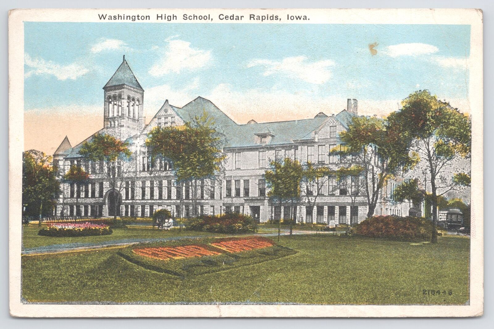 Linen~Courtyard & Bell Tower Of Washington High School~Cedar Rapids IA~PM 1920
