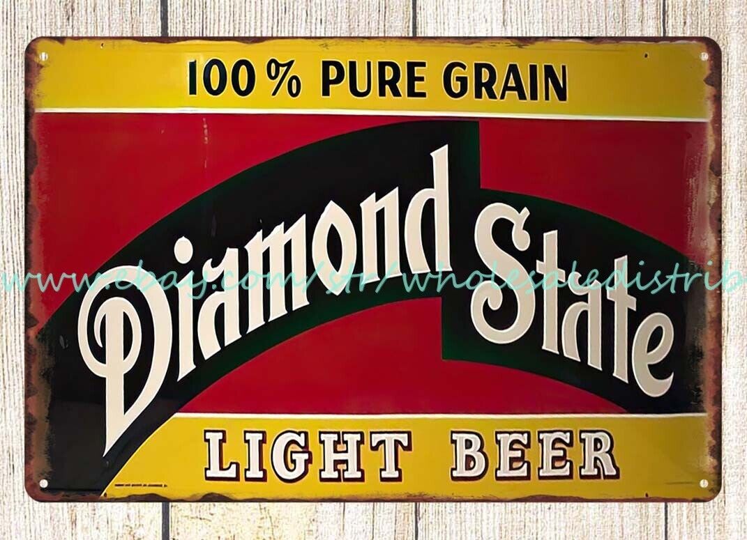 1950s DIAMOND STATE BEER liquor drink club bar metal tin sign living room decor