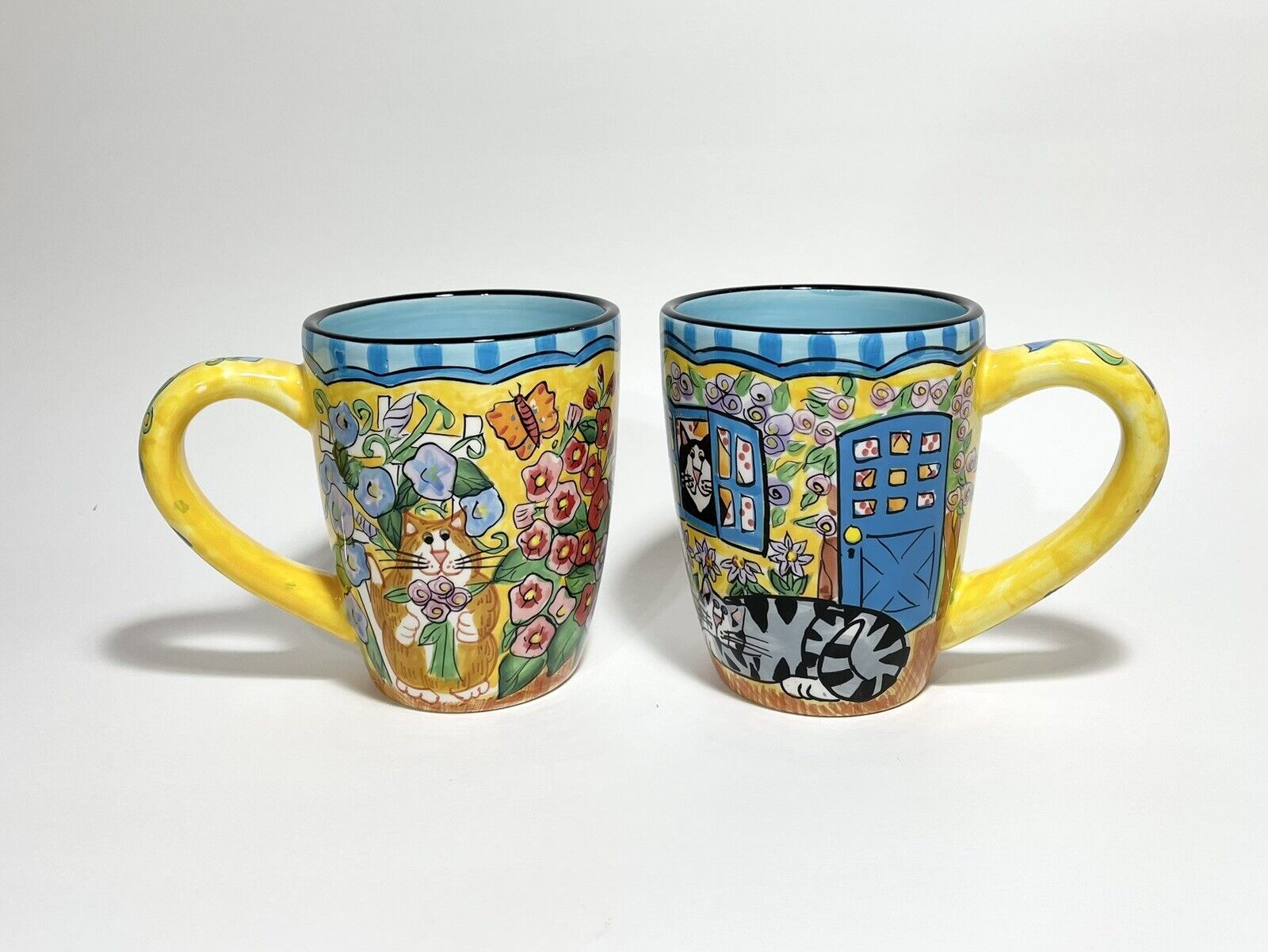 2 Vintage Candace Reiter Designs “Catzilla” Ceramic Coffee Mugs *READ*