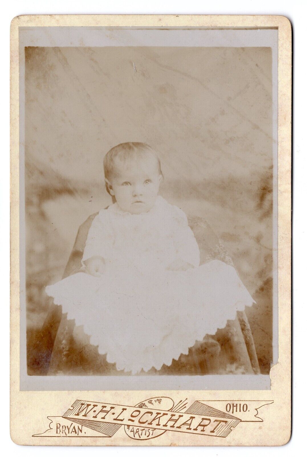 BRYAN OH 1890s Victorian BABY Cabinet Card by W. H. LOCKHART