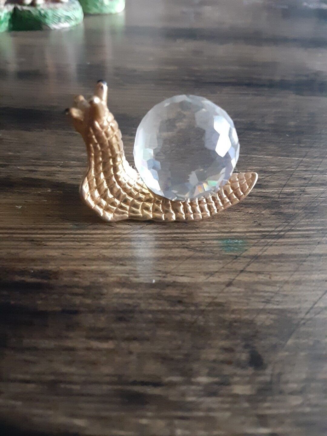 Vintage 1980s Swarovski Crystal And Gold-plated Metal Snail Miniature Figurine