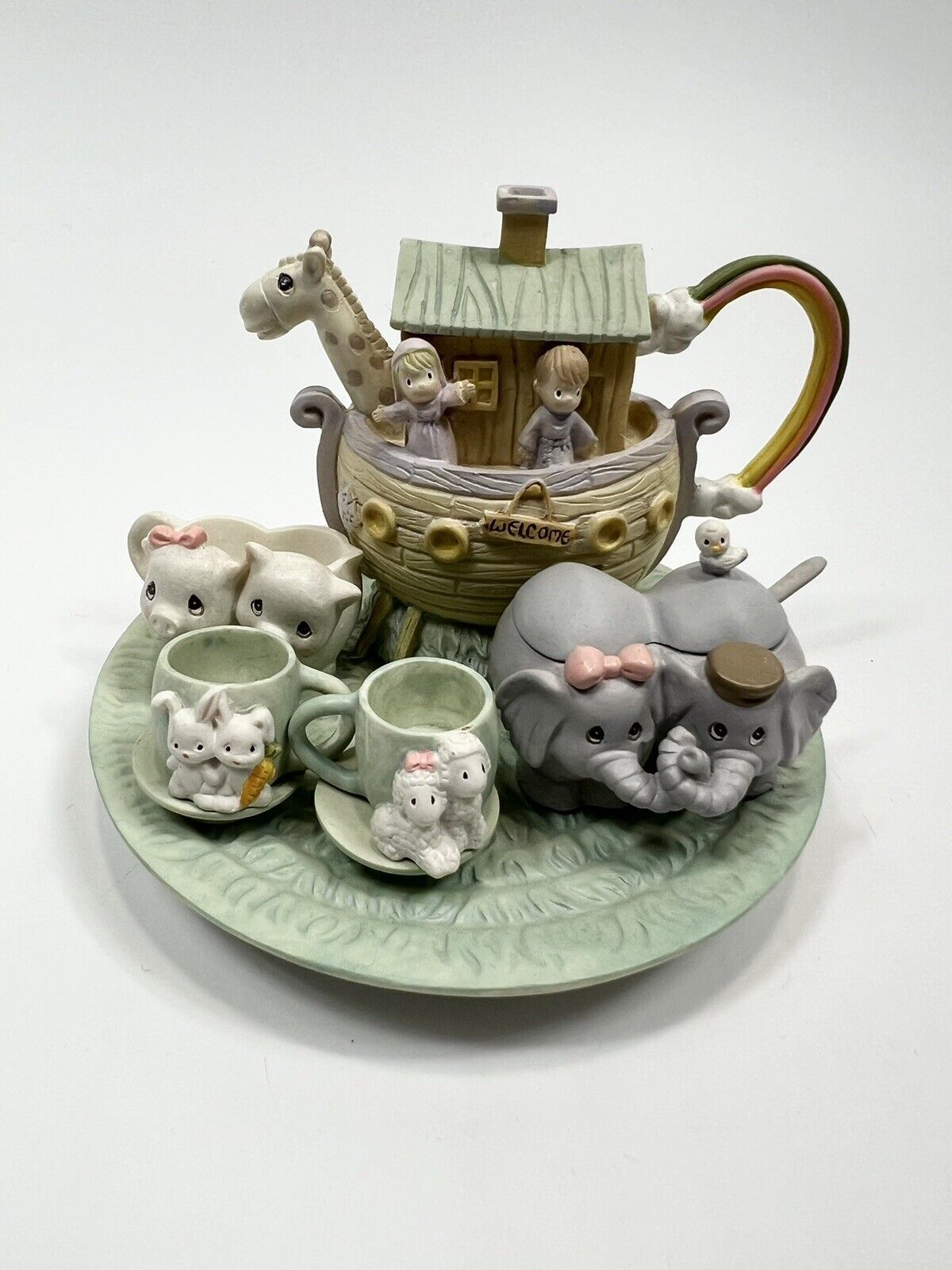 Vintage 1996 Precious Moments Noah\'s Ark Mini Tea Set 270121 Collectible