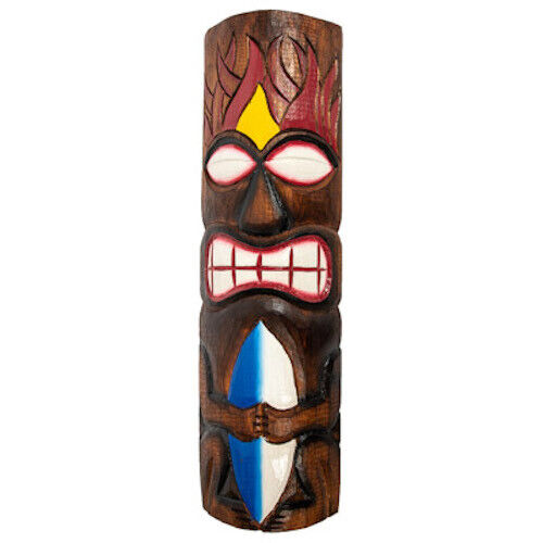 Polynesian Carved Tiki God Mask Surfboard Design, 19.5\