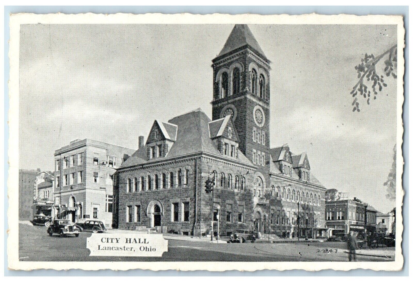 c1940 City Hall Exterior View Building Lancaster Ohio Vintage Antique Postcard