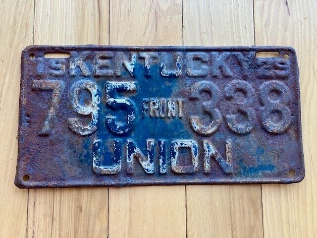 1929 Kentucky Union County Front License Plate