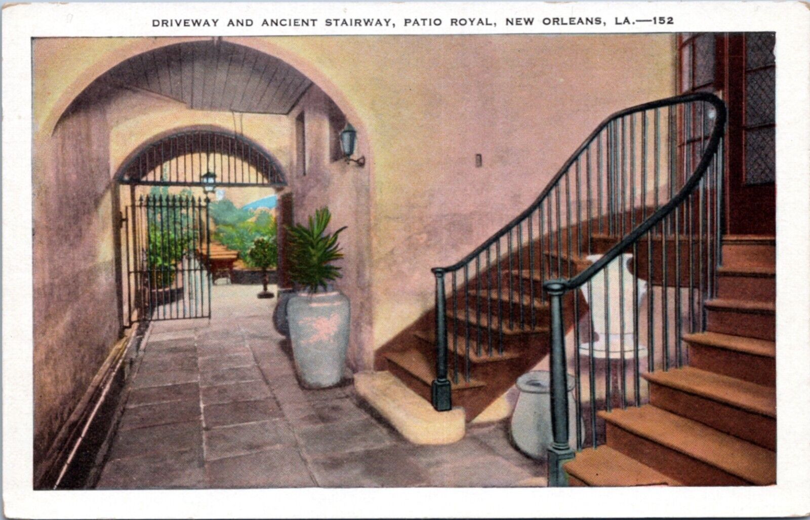 Postcard LA New Orleans - Paul Morphy Home Driveway and Ancient Stairway