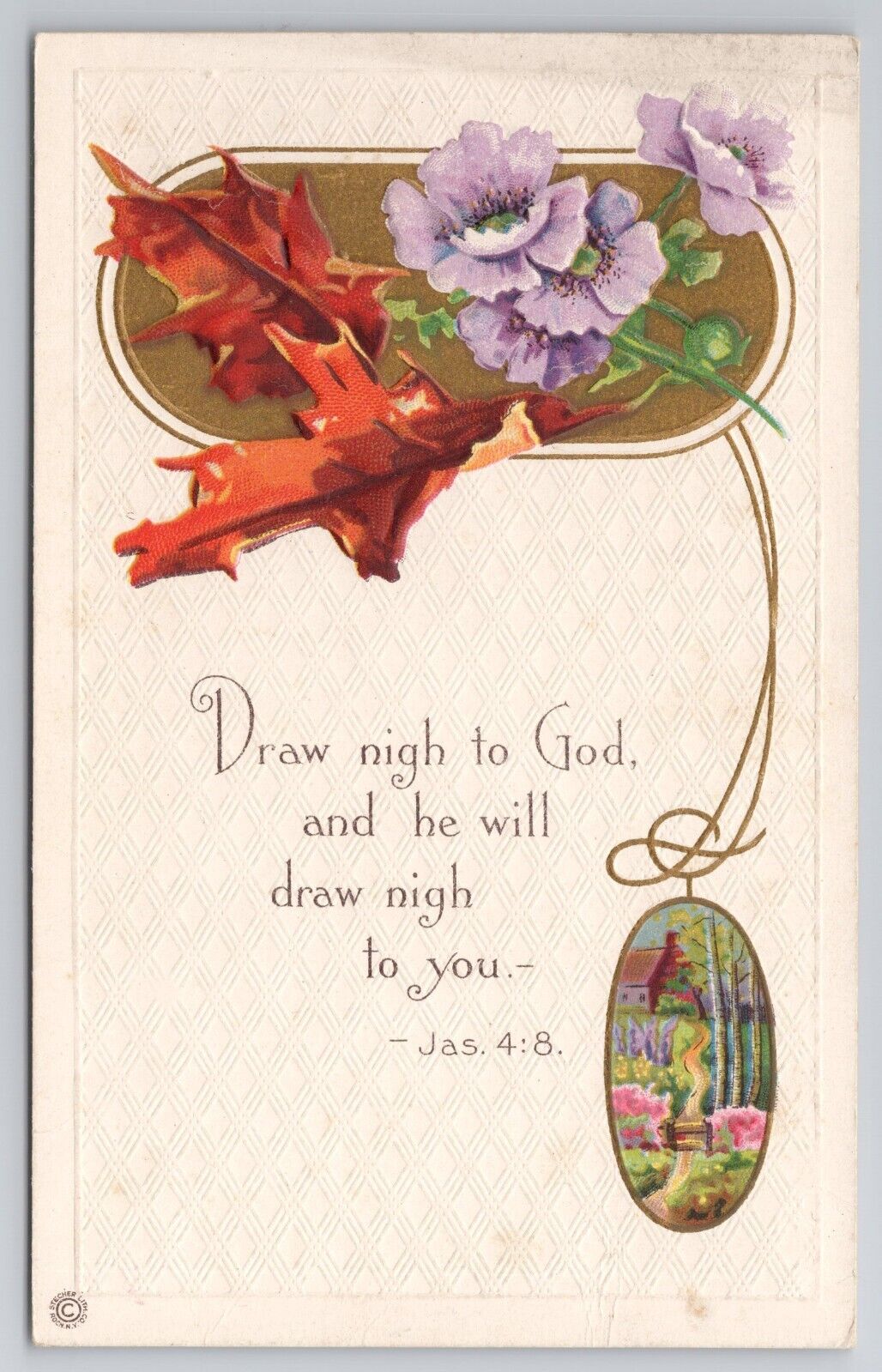 1907-15 Postcard Holy Bible Verse James 4:8 Flowers