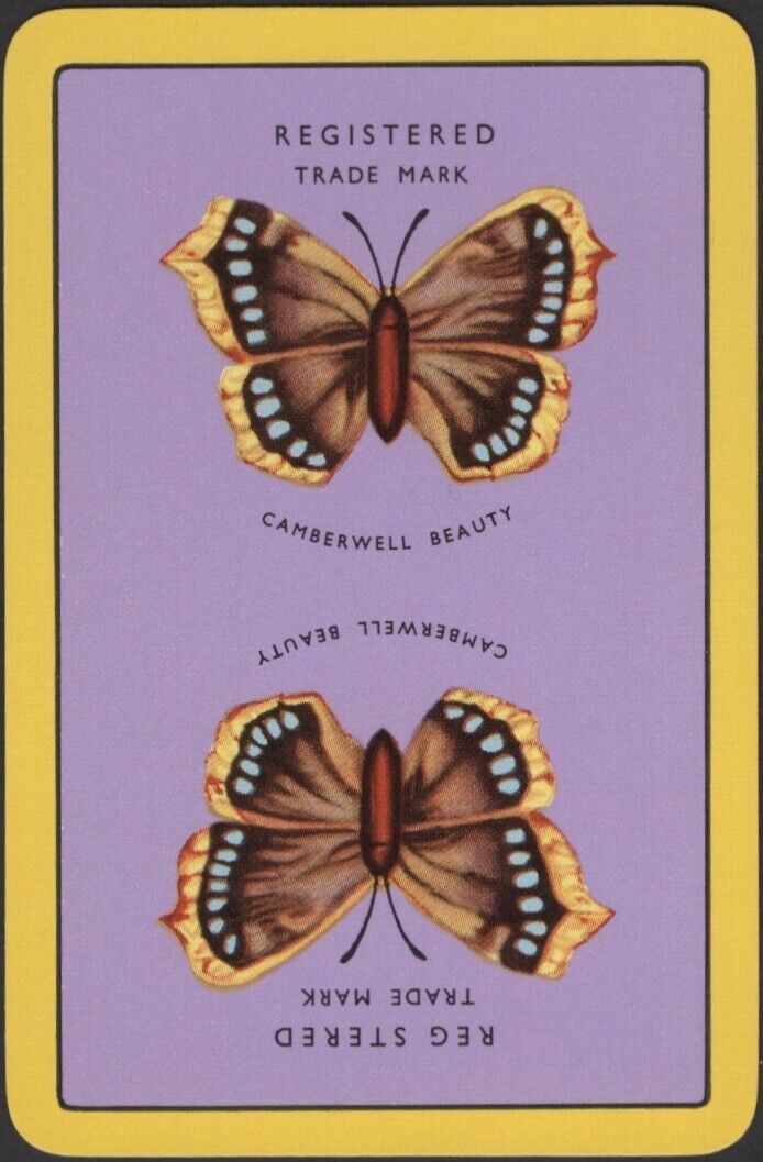 Playing Cards Single Card Old Vintage CAMBERWELL BEAUTY Butterfly MOURNING CLOAK