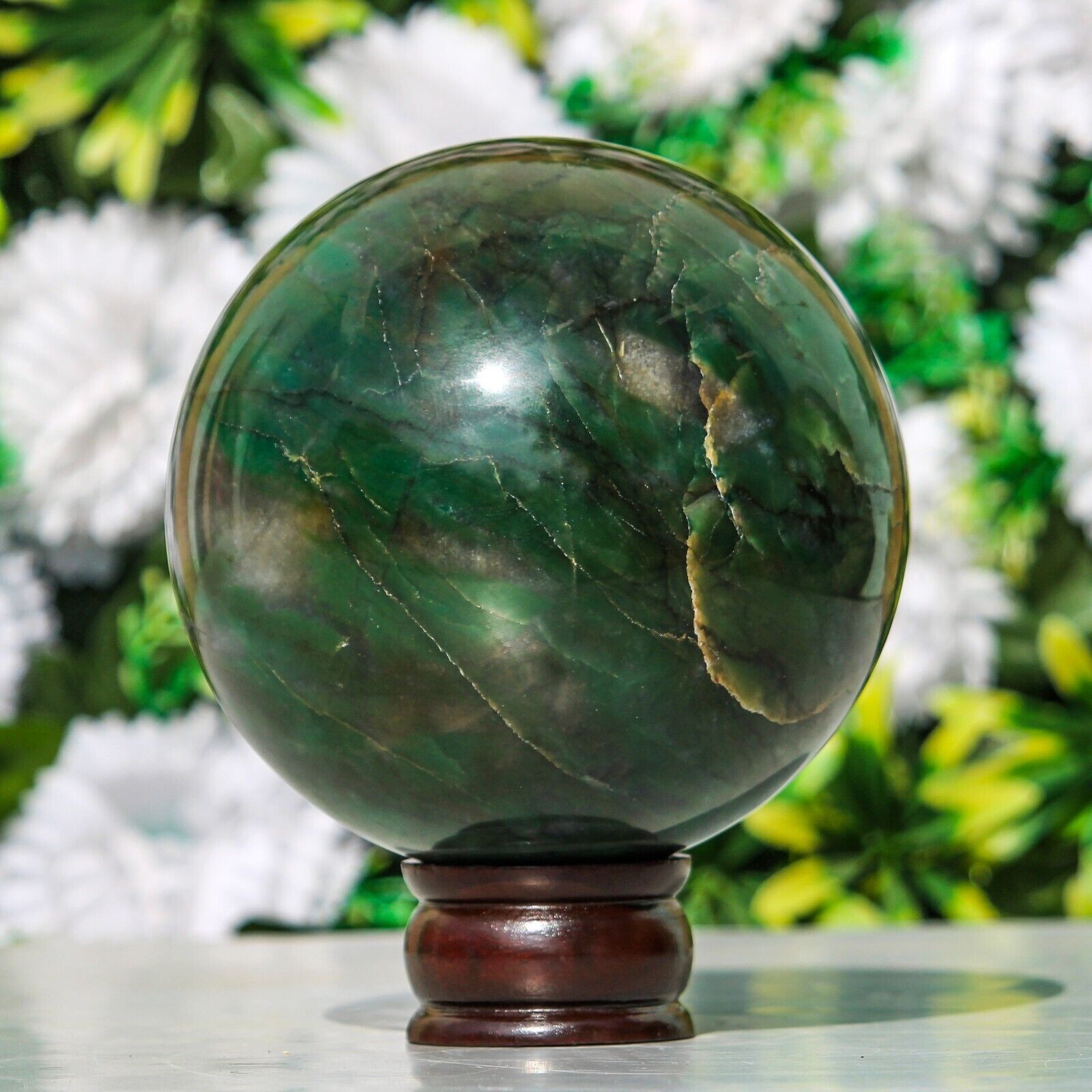 Large 130MM Natural Green Vivianite Stone Metaphysical Healing Chakra Sphere