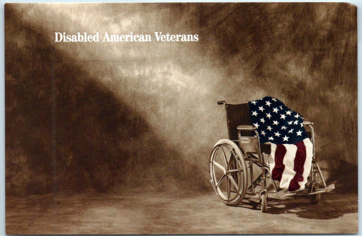 Postcard - Disable American Veterans - Wheel Chair and American Flag Art Print